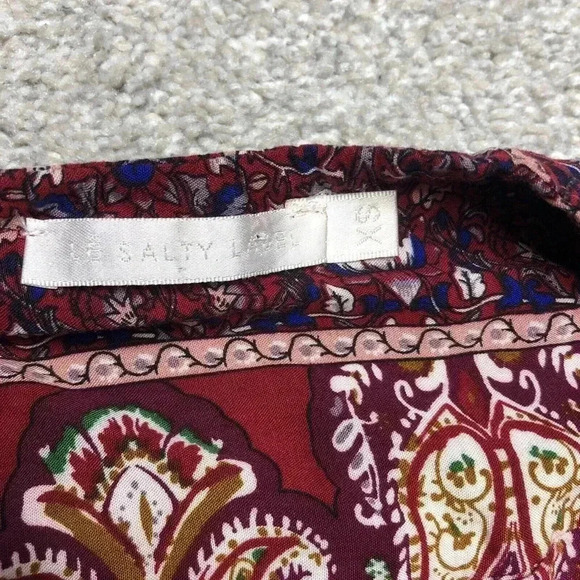 Le Salty Label Maxi Dress Boho Gypsy Button Front V Neckline Short Sleeves - Picture 7 of 10